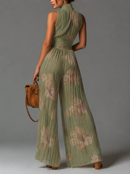 Valentina | Vestido verde salvia con estampado floral y mangas tipo kimono